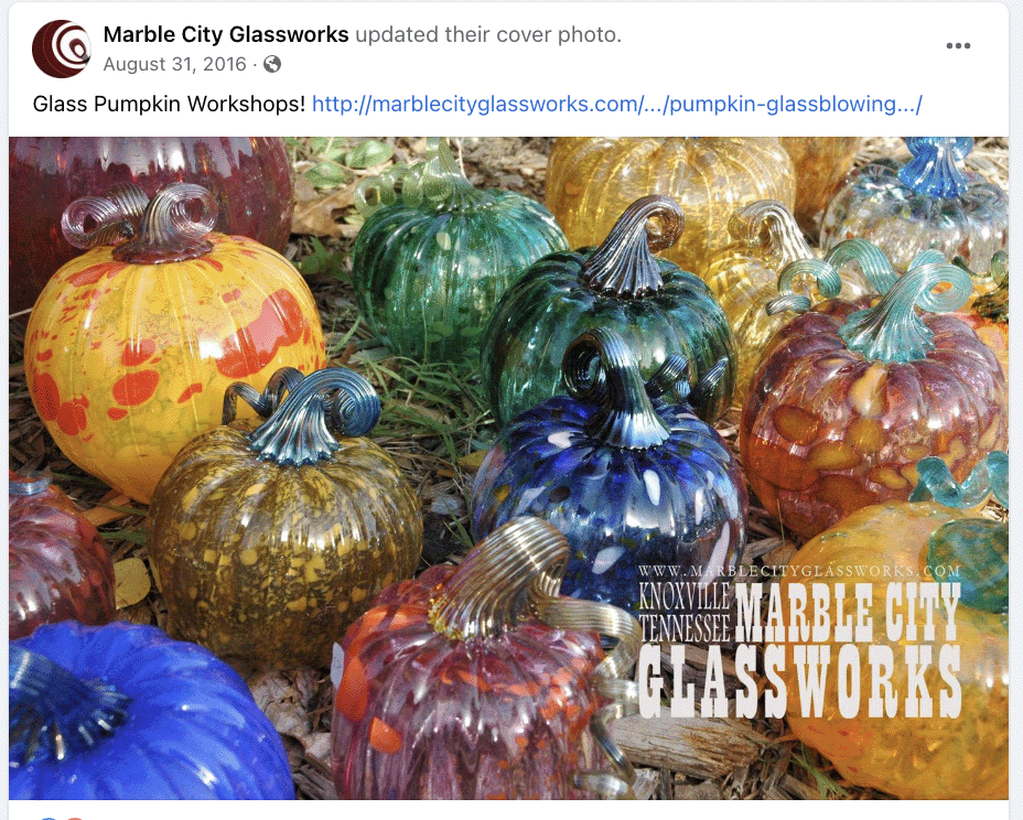 Marble City Glassworks Pumpkin Sessions FB Post